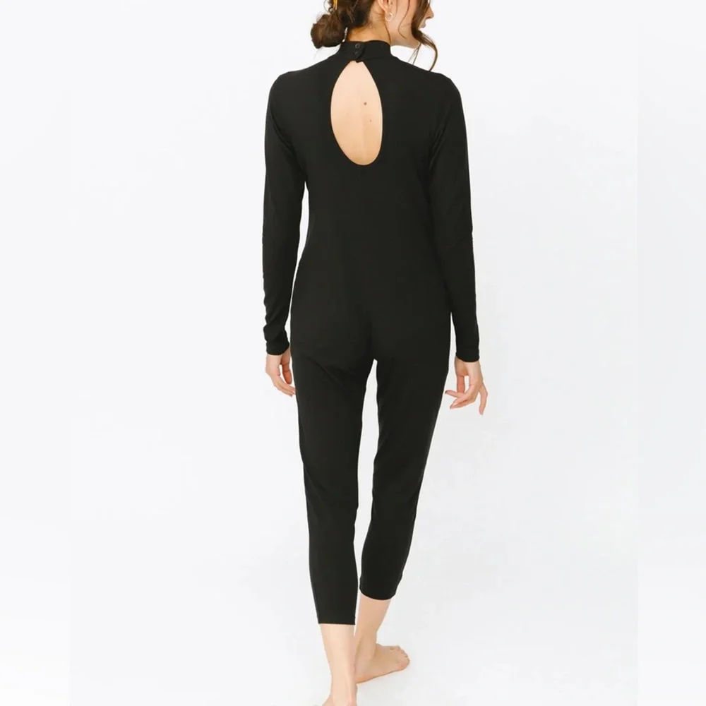 Smash + Tess Audrey Romper Black Bamboo Blend Jumpsuit Large Loungewear Pockets - Picture 4 of 11